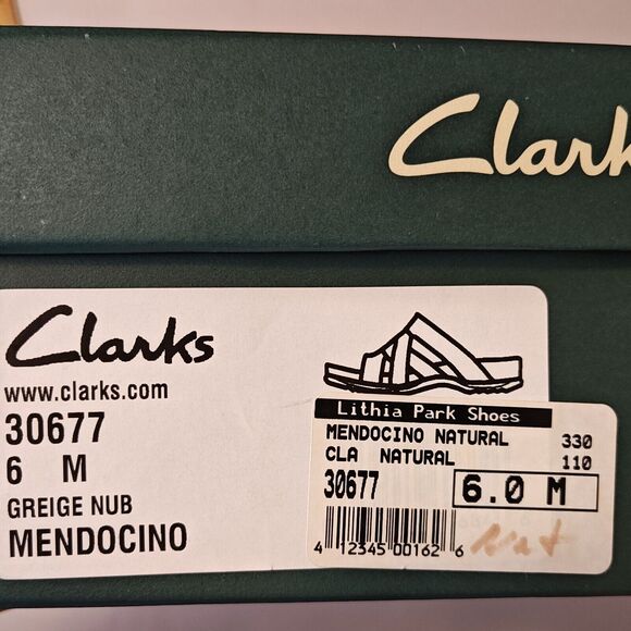 Clarks Greige Nub Mendocino Natural Slip on Sandals Size 6 M Strappy Cork - Picture 9 of 11